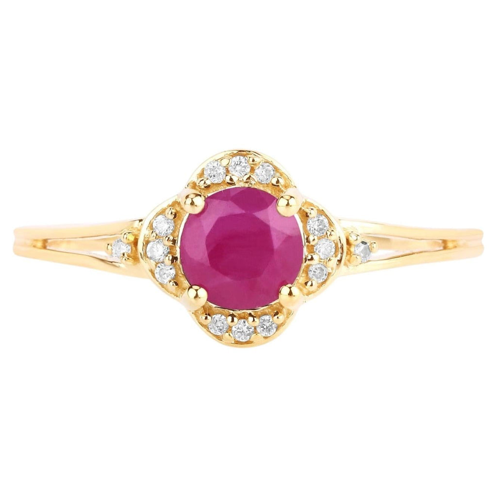 Ruby Ring With Diamonds 0.56 Carats 14K Yellow Gold