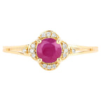 Ruby Ring With Diamonds 0.56 Carats 14K Yellow Gold