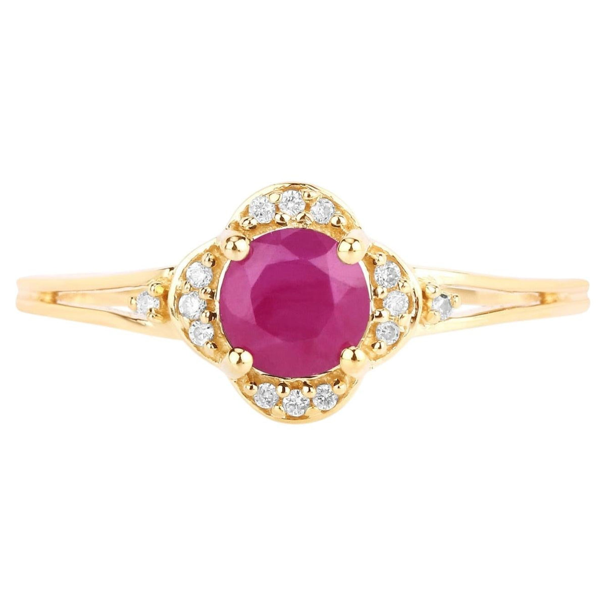 Ruby Ring With Diamonds 0.56 Carats 14K Yellow Gold