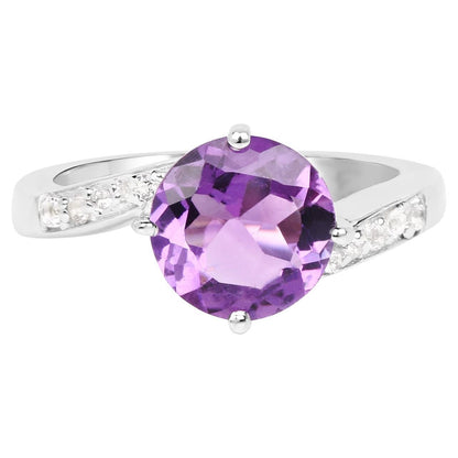 Amethyst Ring With White Topaz 2.48 Carats Sterling Silver