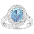 Aquamarine Cocktail Ring Diamond Halo 2.8 Carats Total 14K Gold
