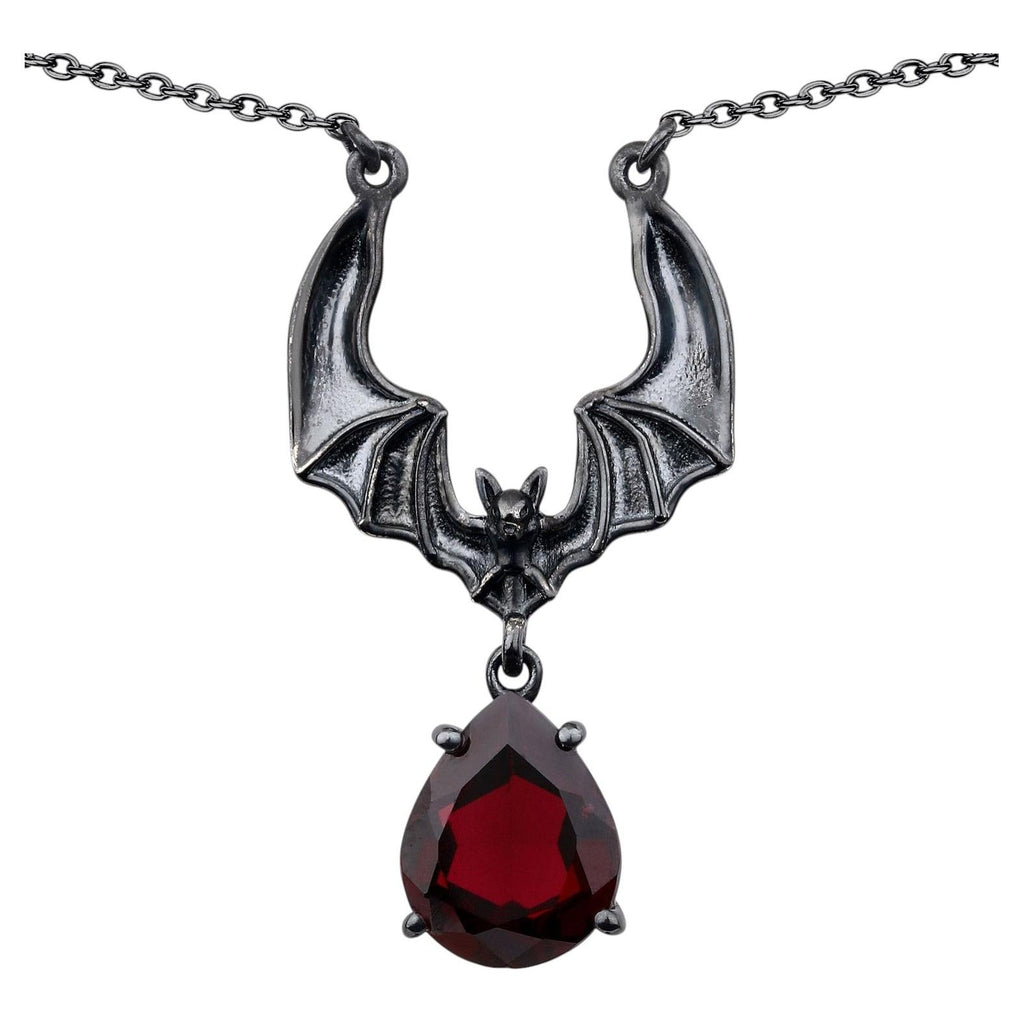 Garnet Bat Necklace 2.44 Carats Sterling Silver