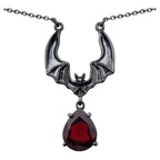 Garnet Bat Necklace 2.44 Carats Sterling Silver