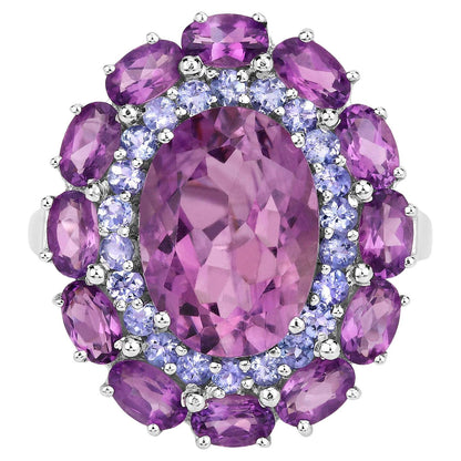 Amethyst Cocktail Ring Tanzanite Halo 7.8 Carats