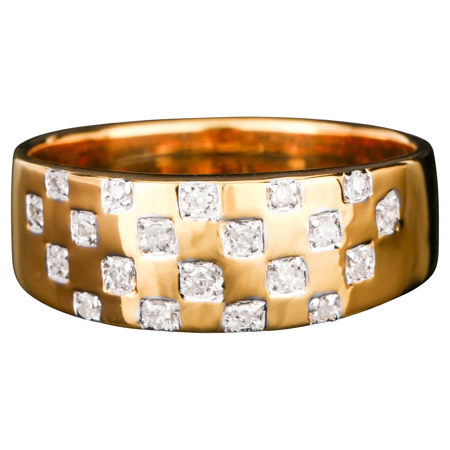 Diamond Band Ring 0.18 Carats Gold Plated Silver
