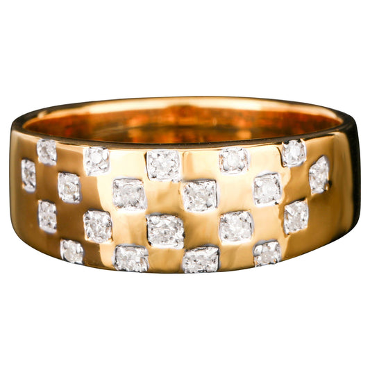 Diamond Band Ring 0.18 Carats Gold Plated Silver