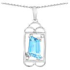 Swiss Blue Topaz Pendant With White Topaz 4.54 Carats Sterling Silver
