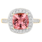 Natural Pink Tourmaline Ring With Diamonds 2.68 Carats 14K Yellow Gold