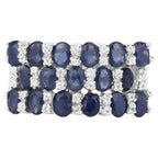 Blue Sapphire Ring With White Topaz 3.62 Carats Sterling Silver