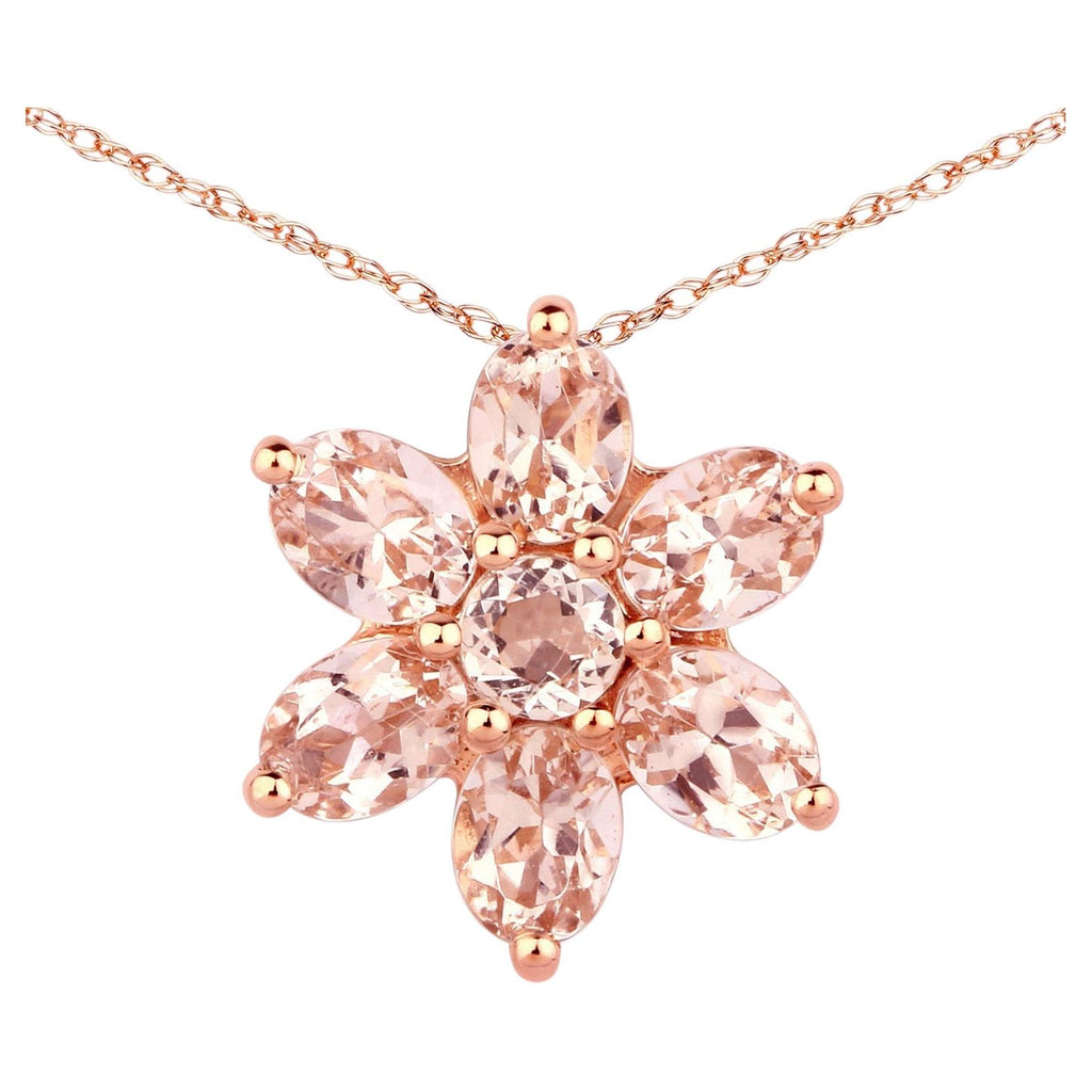 Morganite Flower Pendant 0.96 Carats 10K Rose Gold