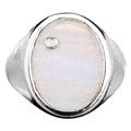 Blue Lace Agate Ring With Diamonds 1.68 Carats Sterling Silver