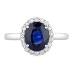 Blue Sapphire Ring With Diamonds 2.38 Carats 18K White Gold
