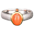 Peach Moonstone Ring 1.30 Carats Gold Plated Silver