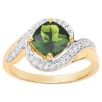 Chrome Diopside Ring With White Topaz 1.48 Carats Gold Plated Silver
