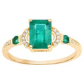 Zambian Emerald Ring With Diamonds 1.04 Carats 10K Yellow Gold