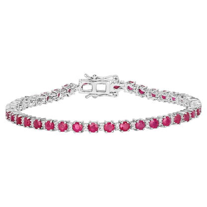 Ruby Bracelet With Diamonds 5.52 Carats 14K White Gold