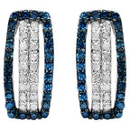 Blue Diamonds Earrings With White Diamonds 0.44 Carats Sterling Silver