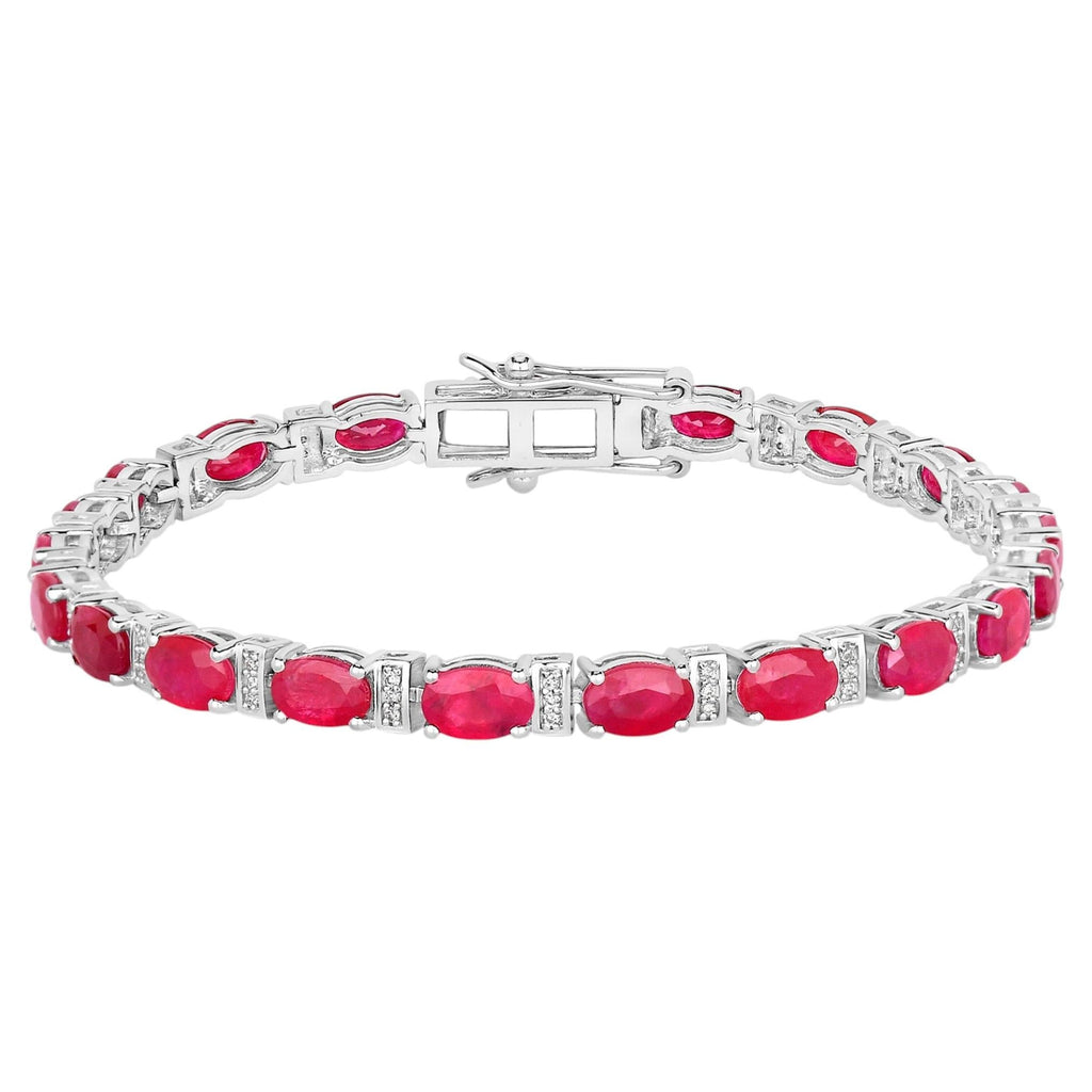 Ruby Bracelet With Diamonds 11.1 Carats 14K White Gold