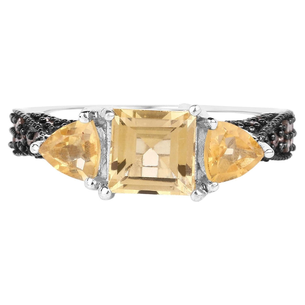 Citrine Ring With Champagne Diamonds 2.64 Carats Sterling Silver
