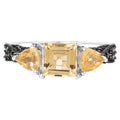 Citrine Ring With Champagne Diamonds 2.64 Carats Sterling Silver