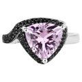 Pink Amethyst Ring With Black Spinel 3.5 Carats Sterling Silver