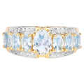 Aquamarine Ring With Diamonds 1.88 Carats Gold Plated Silver