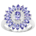 Tanzanite Flower Ring 1.84 Carats Sterling Silver