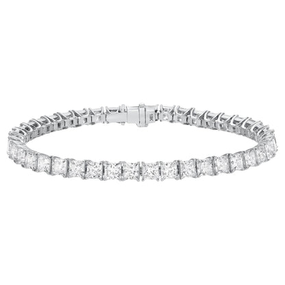 Princess Cut Diamond Tennis Bracelet 17 Carats 18K White Gold