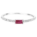 Ruby Ring With Diamonds 0.18 Carats 14K White Gold
