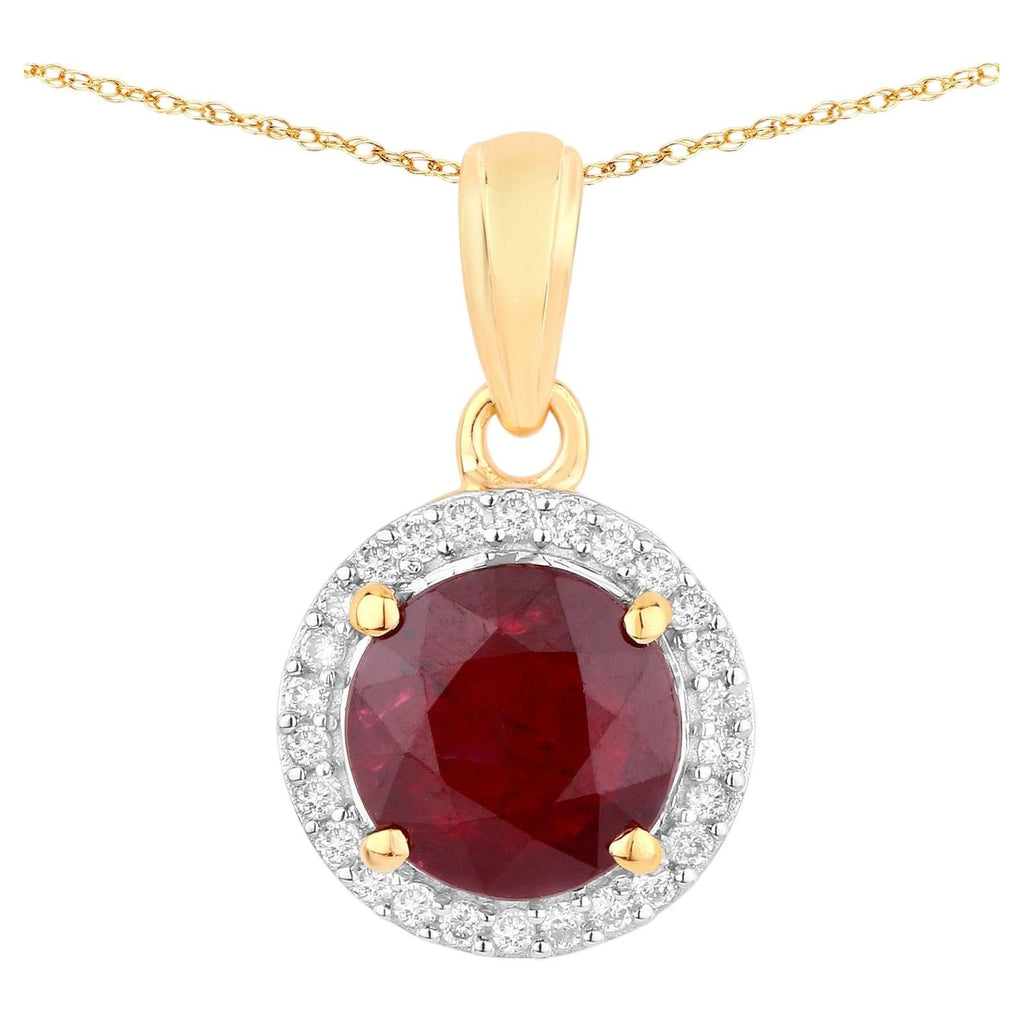 Ruby Pendant With Diamonds 1.46 Carats 14K Yellow Gold