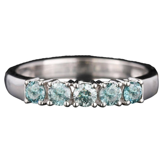 Blue Diamond Ring 0.5 Carats 9K White Gold