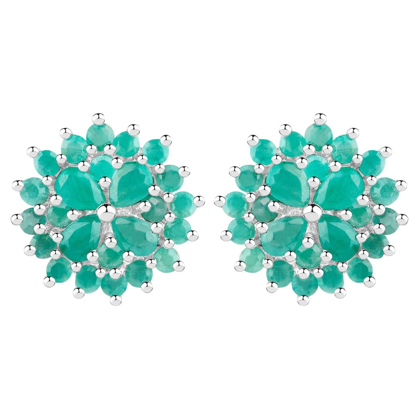 Emerald Earrings 2.3 Carats Sterling Silver