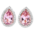 Morganite Stud Earrings With Diamonds 1.52 Carats 14K Rose Gold