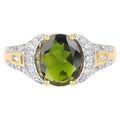Chrome Diopside Ring With White Topaz 2.74 Carats Gold Plated Silver
