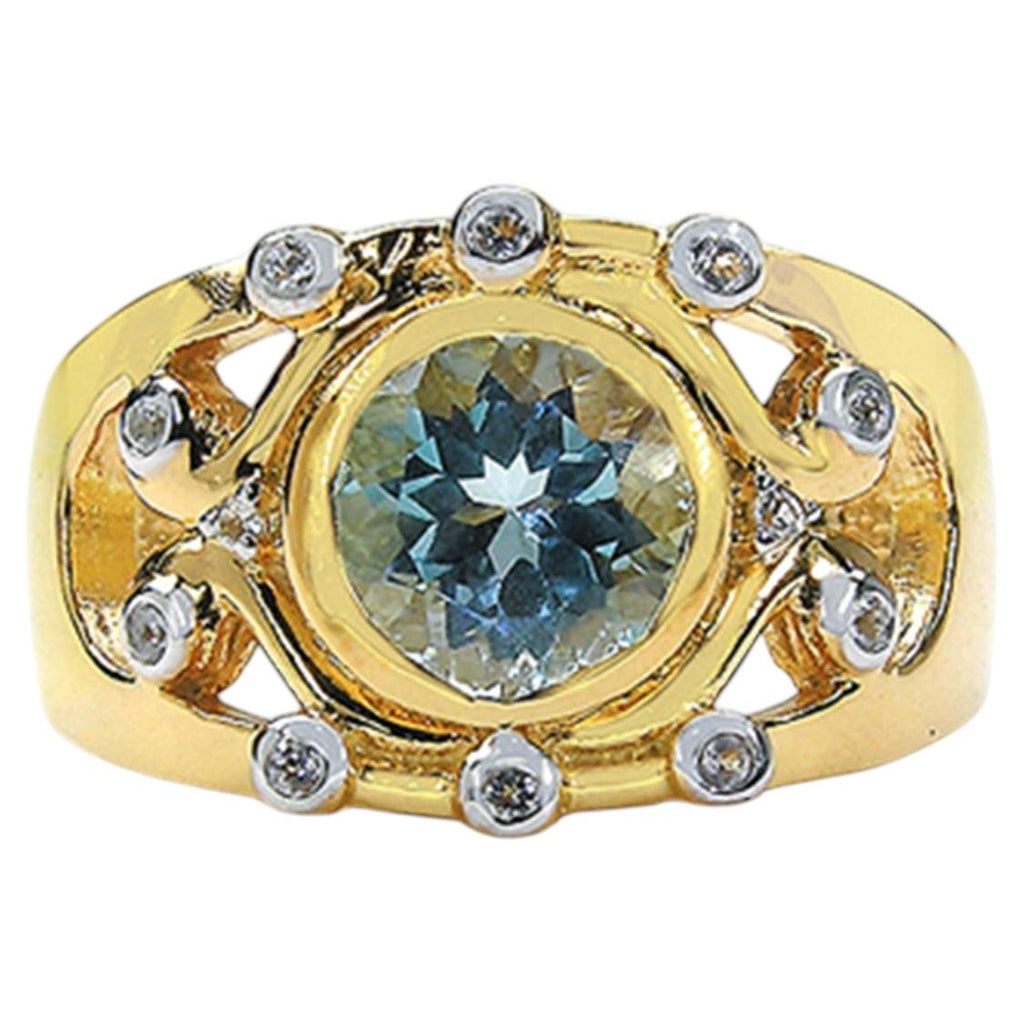 Multicolor Topaz Ring 3.4 Carats Gold Plated Silver