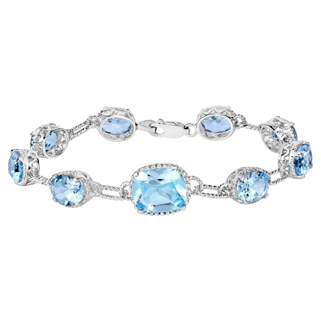 Blue Topaz Bracelet 20.6 Carats Sterling Silver