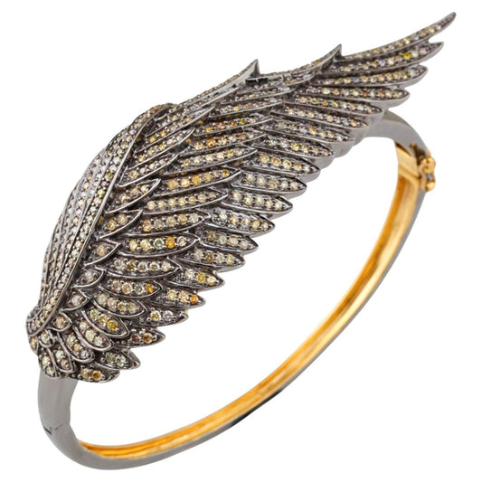 Multicolor Diamond Wing Bangle Bracelet 2.7 Carats