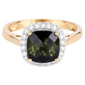 Green Tourmaline Ring With Diamonds 2.6 Carats 14K Yellow Gold