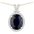 Blue Sapphire Pendant With Diamonds 6.56 Carats 14K Yellow Gold