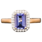Natural Tanzanite Ring With Diamonds 1.64 Carats 9K Yellow Gold