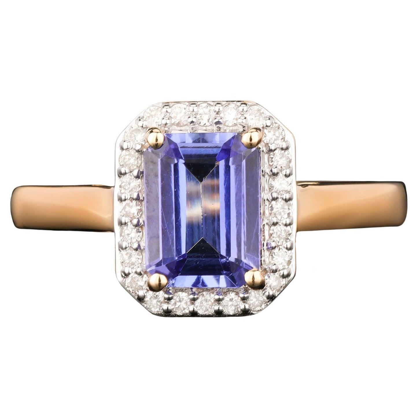 Natural Tanzanite Ring With Diamonds 1.64 Carats 9K Yellow Gold