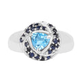 Swiss Blue Topaz Ring With Blue Sapphire 1.56 Carats Sterling Silver
