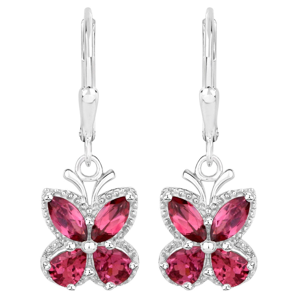 Rhodolite Earrings 2.5 Carats Sterling Silver