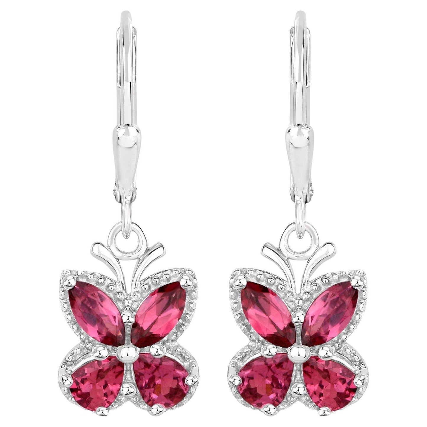 Rhodolite Earrings 2.5 Carats Sterling Silver