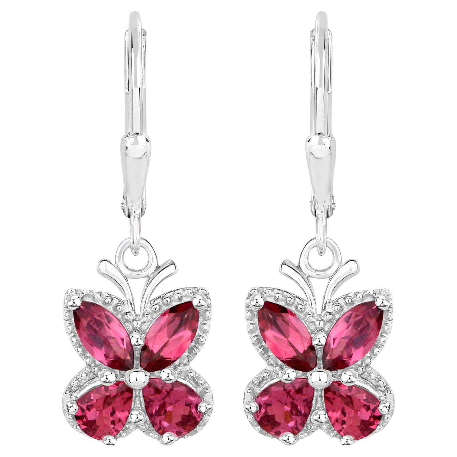 Rhodolite Earrings 2.5 Carats Sterling Silver