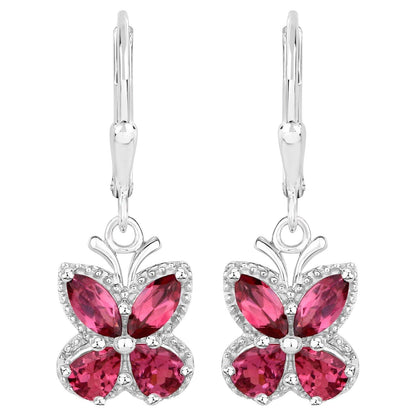 Rhodolite Earrings 2.5 Carats Sterling Silver