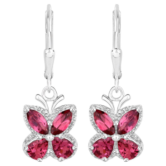 Rhodolite Earrings 2.5 Carats Sterling Silver