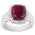 Ruby Ring With White Topaz 5.24 Carats Sterling Silver