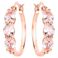 Morganite Hoop Earrings With Diamonds 1.61 Carats Gold Plated Silver