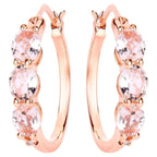 Morganite Hoop Earrings With Diamonds 1.61 Carats Gold Plated Silver